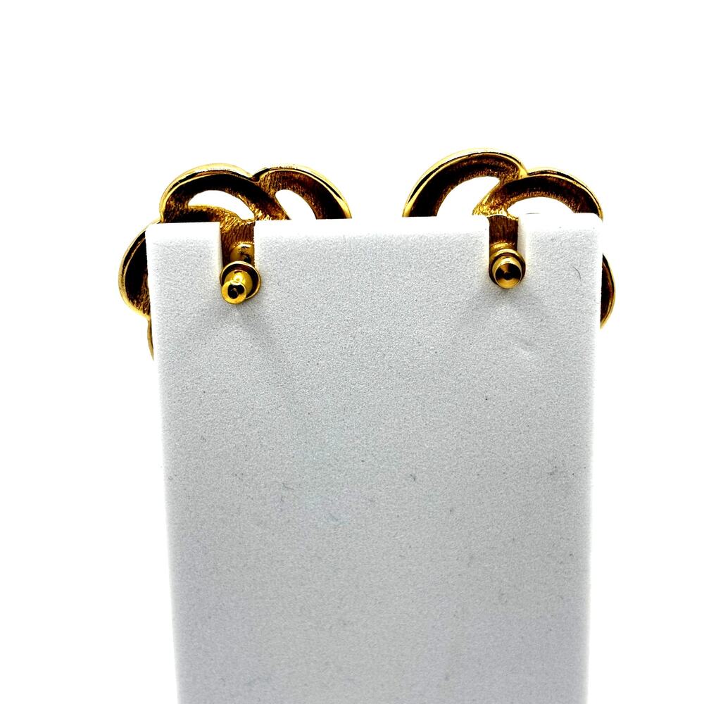 CHRISTIAN DIOR Vintage Women's Gold Lux Mother of Pearl Button Earrings - Picture 5 of 7